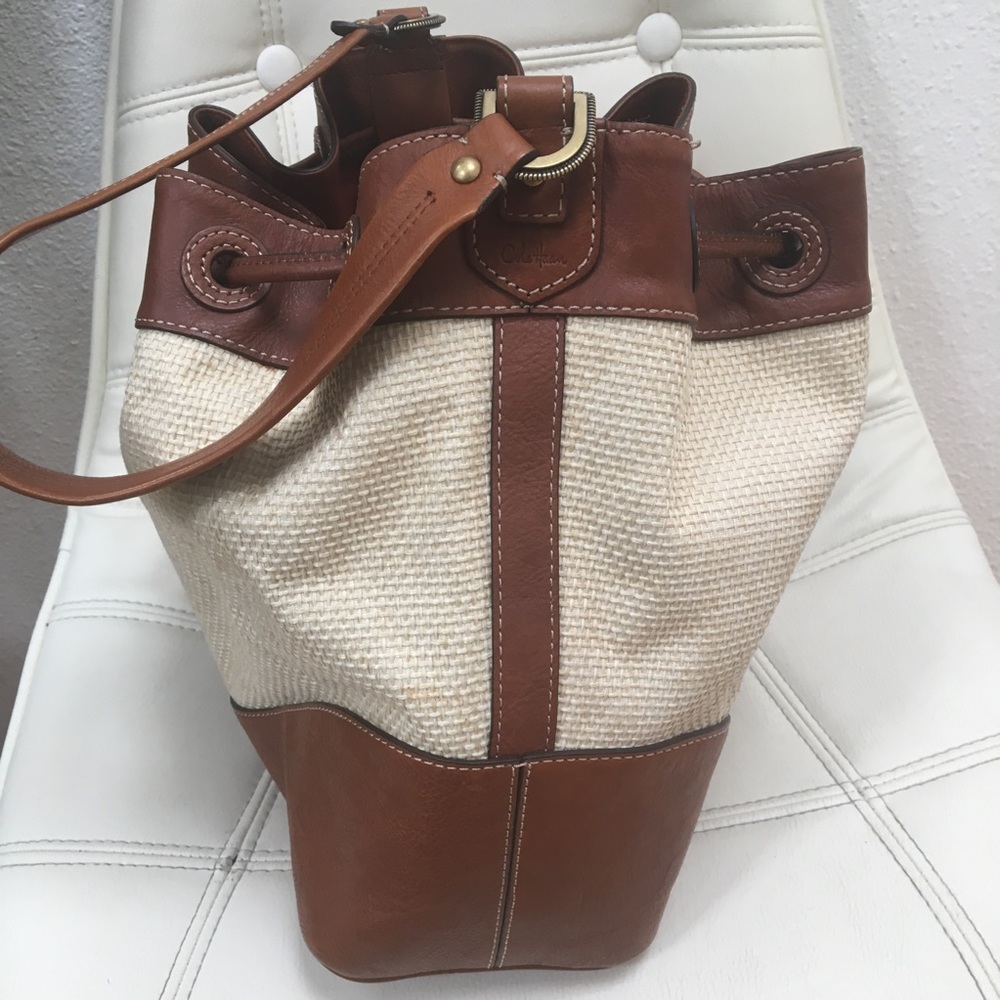 NEW Cole Haan Tweed & Leather Drawstring Handbag - Picture 7 of 8